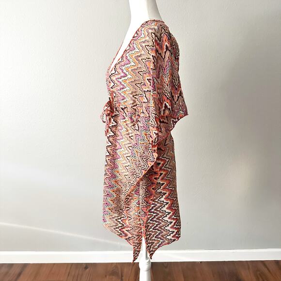 BECCA Sundown Crochet Knit Tunic Metallic Sheer Beach Cover Up Women's Size M/L - Picture 6 of 13